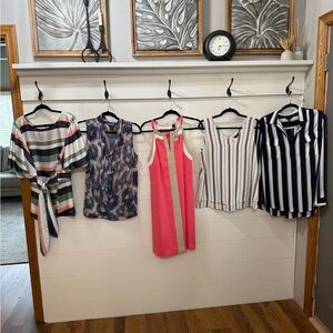 Ann Taylor size large Lot of 4 blouses and a new dress